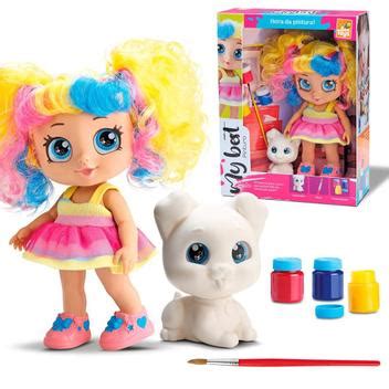 Boneca Brinquedo Menina My Best Pintura Arco Iris Bee Toys Bonecas