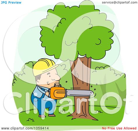 Royalty Free Vector Clip Art Illustration Of A Logger Cutting Down A