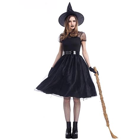 Adult Women Gothic Witch Sexy Black Magic Fancy Dress Mysterious Lady Dress Up Role Play Outfit