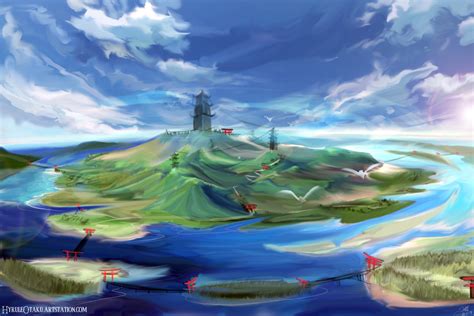 Artstation Shotōgakure Hidden Archipelago Village Concept Art