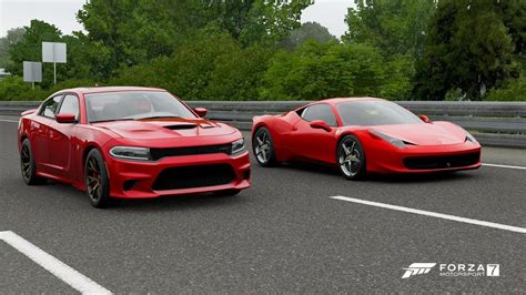 Forza Drag Race Dodge Charger Srt Hellcat Vs Ferrari Italia