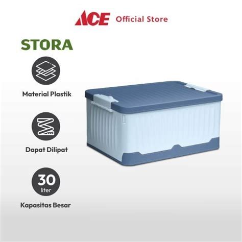 Jual Ace Stora 46X34X22 Cm Kotak Penyimpanan Lipat Dengan Tutup Wadah