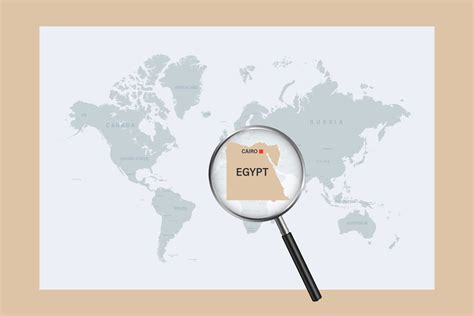 Kaart Van Egypte Op Politieke Wereldkaart Met Vergrootglas