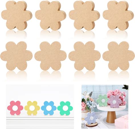 Amazon Whaline Pcs Wooden Flower Cutouts Unfinished Table Wooden