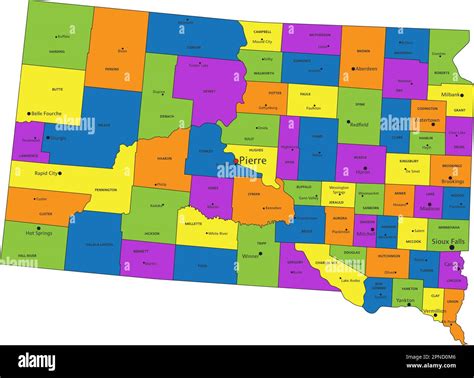 Colorful South Dakota Political Map With Clearly Labeled Separated ...