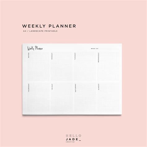 Weekly Planner Printable A Landscape Minimalist Weekly Planner