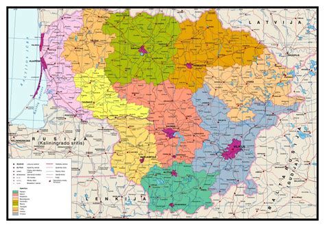 Grande Mapa Administrativo De Lituania Lituania Europa Mapas Del