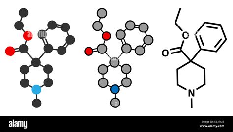 Pethidin opioid Analgetikum Molekül Konventionelle Skelettformel und