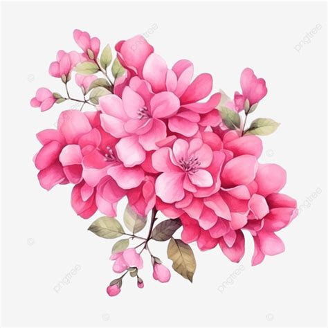 Watercolor Pink Bougainvillea Flower Bouquet For Banner Decorative