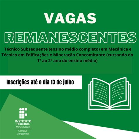 Abertas As Inscrições Para Seleção De Candidatos Para As Vagas Remanescentes Dos Cursos Técnicos