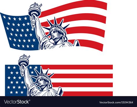 Statue Liberty Nyc Usa Flag Symbol Royalty Free Vector Image