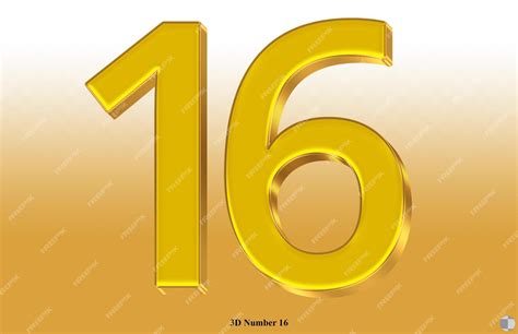 Premium PSD | A number 16 with gold text that says 16 