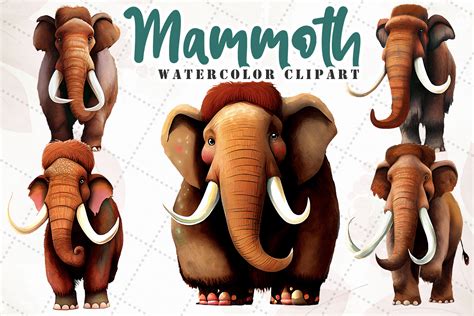 Mammoth Watercolor Sublimation Clipart Graphic By Janecreative · Creative Fabrica