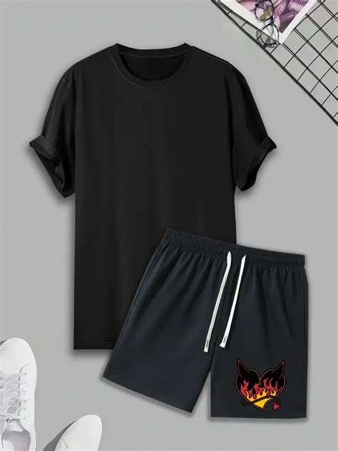 casual  neck graphic  shirts tee tops shorts sets temu