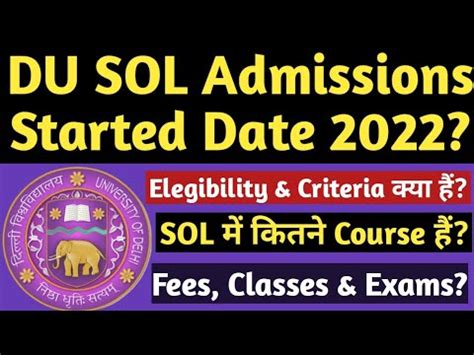 DU SOL Admissions Started Date 2022 23 DU SOL Admission Course