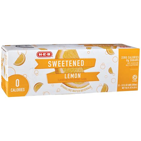 H E B Sweetened Lemon Sparkling Water 12 Pk Cans Shop Water At H E B