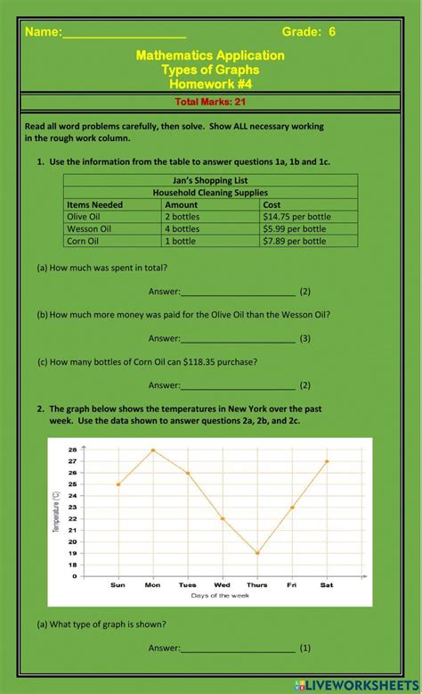 Graphs Interactive Exercise Live Worksheets