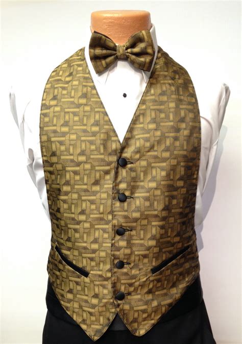 Gold Geo Vest And Bow Tie John S Tuxedos