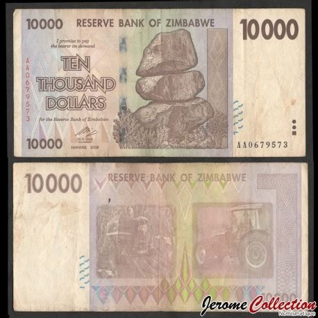 ZIMBABWE Billet De 10000 Dollars Bearer Cheque Tracteurs 2008