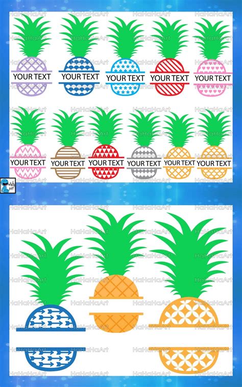 Split Pineapple Monogram V1 Cutting Files Svg Png Eps Etsy