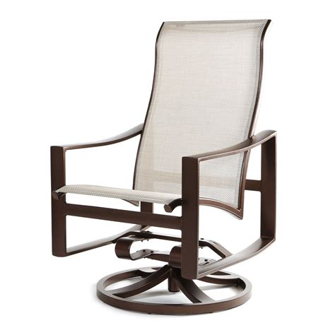 Kenzo Sling High Back Swivel Rocker Dining Chair By Tropitone Aluminum Swivel Rocker Dining