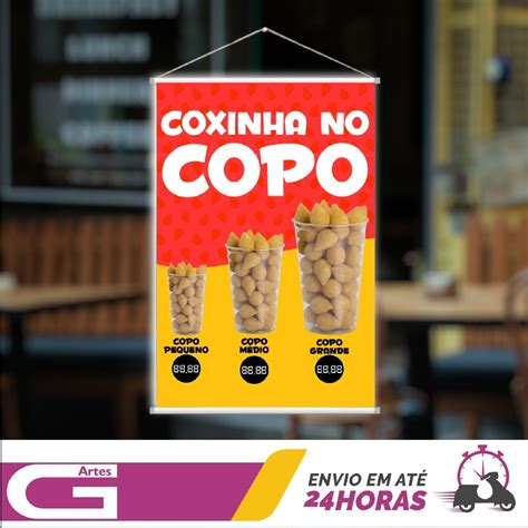 Kit 5 Placa Faixa Banner Coxinha No Copo Preço Editável Frete grátis