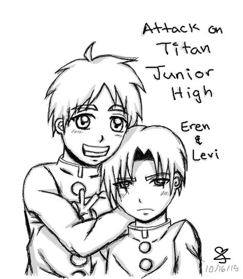 Attack On Titan Junior High Eren And Levi By Ichirukibiggestfan On