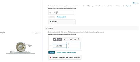 Solved 1 Review Determine The Angular Velocity Of The Gear