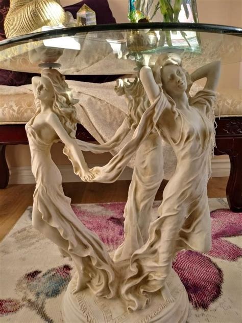 Design Toscano The Greek Muses Classic Glass Topped Side Table 18 Inches Wide 18 Inches Deep