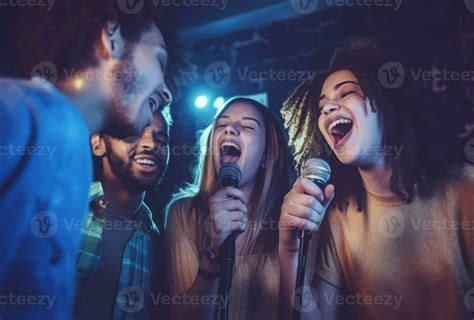 Karaoke friends singing party. Generate Ai 29770298 Stock Photo at Vecteezy