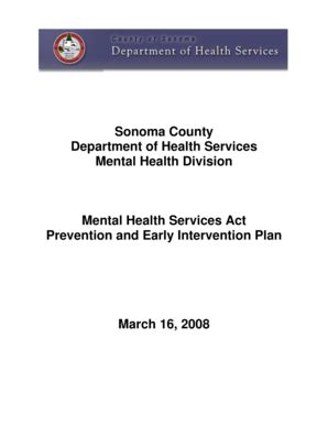 Fillable Online Sonoma County Mental Health Services Act Prevention