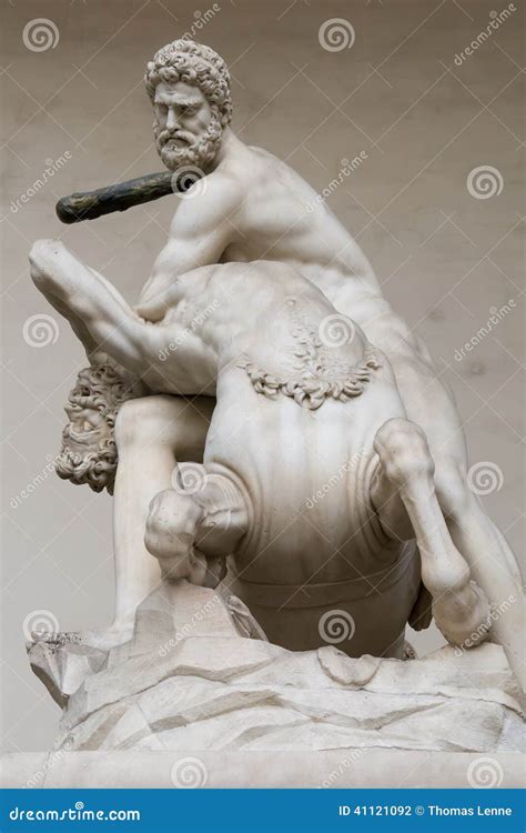 Hercules Beating The Centaur Nessus Statue In Florence Italy Stock