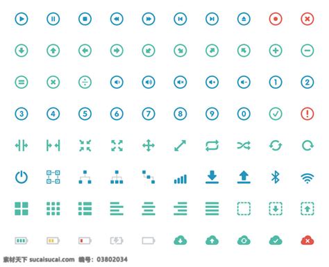 80枚扁平化控制按钮图标sketch素材图片下载 素材编号03802034 素材天下图库