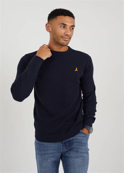 Brave Soul Midnight Blue Heist Crew Neck Waffle Knit Jumper Matalan