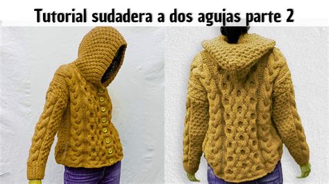 cómo tejer una suéter con capucha o sudadera con capa a dos agujas