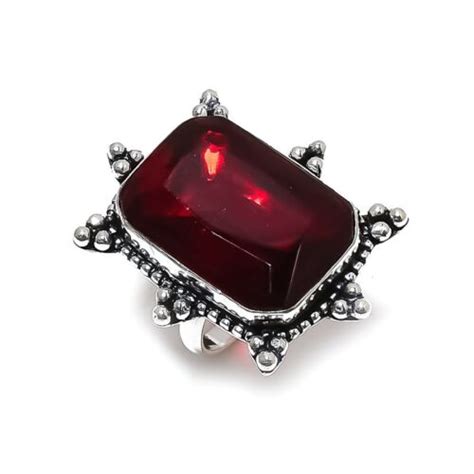 Mozambique Garnet Gemstone Handmade 925 Sterling Silver Gift Ring Size