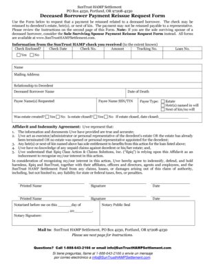 Fillable Online Deceased Borrower Payment Reissue Request Form Fax