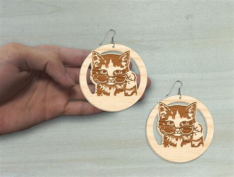 Cat Earring Svg Cute Cat Earrings Earrings Wood Earring Svg Bear