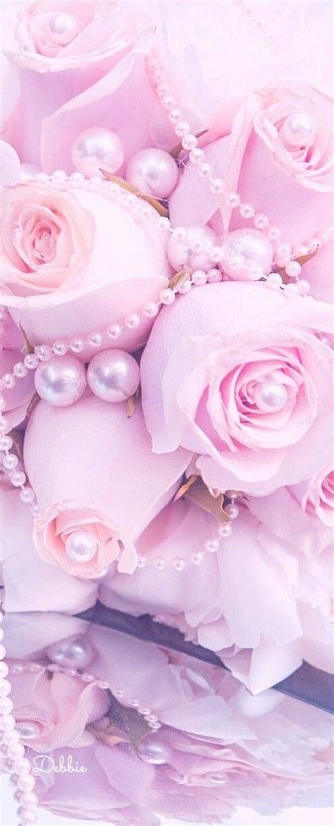 Pink Roses And Pearls Debbie Light Pink Rose Pearl Background