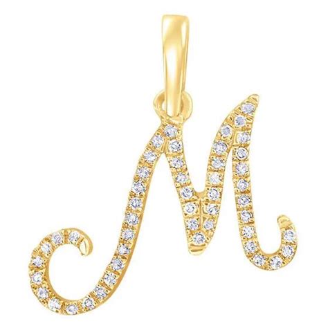 Pendentif Lettre M Or Jaune 750 And Diamants Allegoria Ocarat