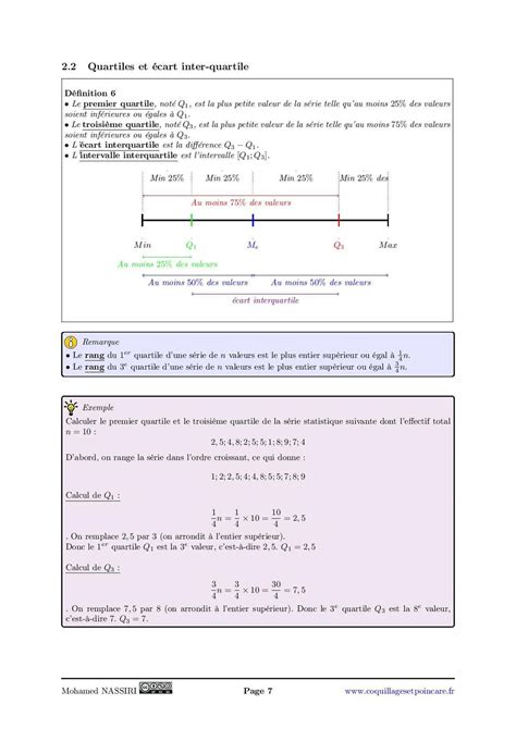 M Diane Quartiles Moyenne Cart Type Le Cours Complet Avec