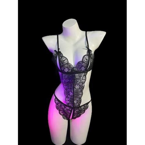 Jual Lingerie Sexy Hot Jumpsuit Open Crotch Nipple Baju Dinas Malam