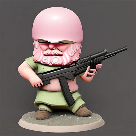 Pink Garden Gnome with Kalashnikov 8k Design · Creative Fabrica