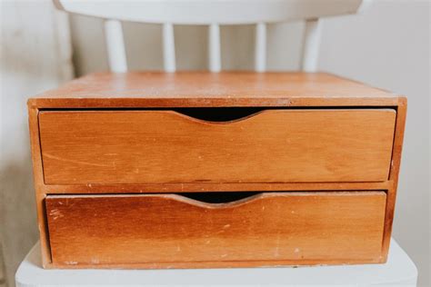 Wood Two Drawer Desk Organizer Wood Two Drawer Storage - Etsy