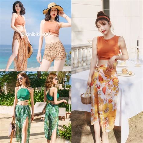 Đồ bơi đi biển áo tắm có mút bikini kèm khăn nhiều mẫu Chất liệu thun co giãn chiều