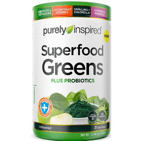 Purely Inspired Superfood Greens Probiotics Immune Support Powder Unflavored 31 Servings