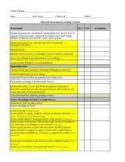 Copy Of Physical Assessment Grading Rubric Spring 2021 Generic And