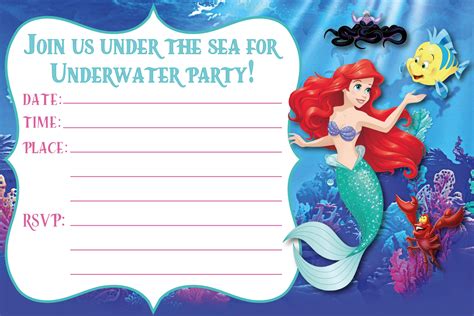 Party Invitations, Mermaid Party Invitations, Little Mermaid Birthday ...