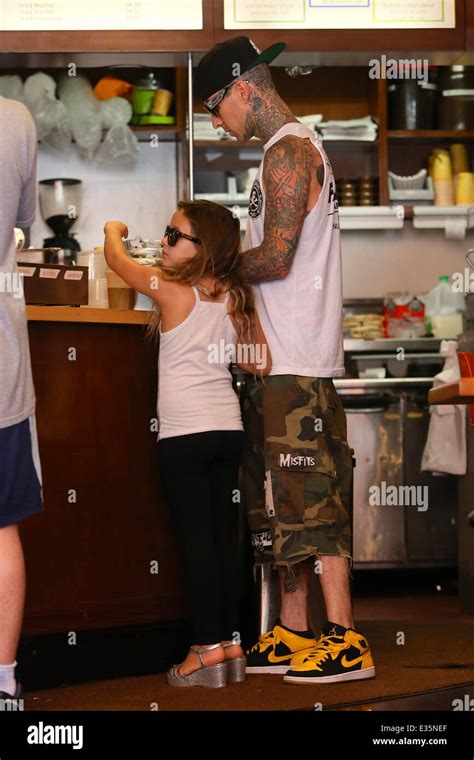 Travis Barker and Daughter Alabama Luella Barker seen getting a drink in Beverly Hills ...