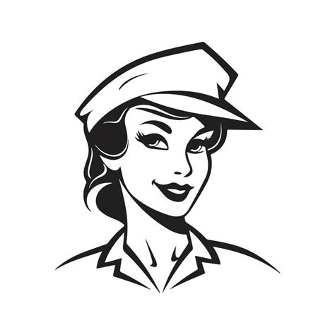 nurse, logo concept black and white color, hand drawn illustration 22209355 Vector Art at Vecteezy